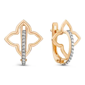 Серьги из красного золота с фианитами