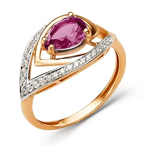 Кольцо из красного золота с корундом