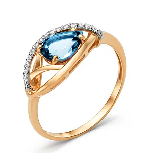 Кольцо из красного золота с лондон топазом
