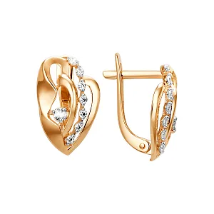 Серьги из красного золота с фианитами