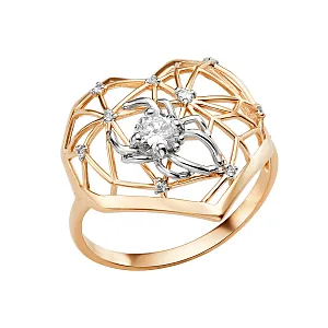 Кольцо из красного золота с фианитами