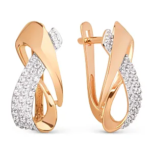 Серьги из красного золота с фианитами