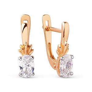 Серьги из красного золота с фианитами