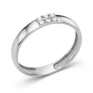 Кольцо из белого золота с фианитами