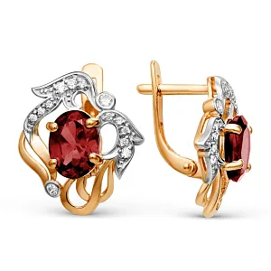 Серьги из красного золота с гранатами