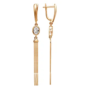 Серьги из красного золота с фианитами