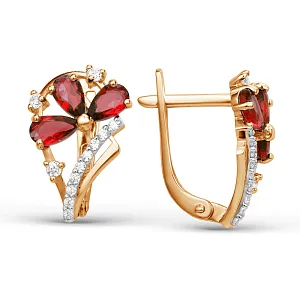 Серьги из красного золота с гранатами