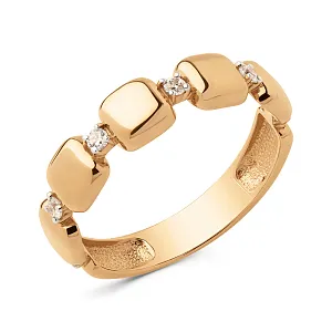 Кольцо из красного золота с фианитами