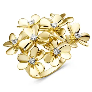 Кольцо из желтого золота с фианитами