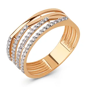 Кольцо из красного золота с фианитами