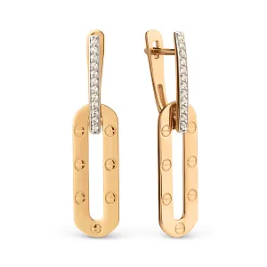 Серьги из красного золота с фианитами