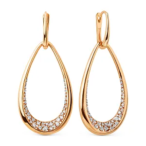 Серьги из красного золота с фианитами