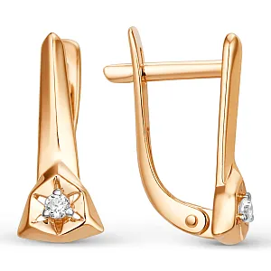 Серьги из красного золота с фианитами