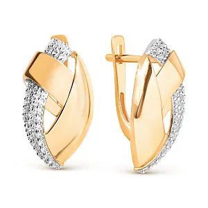 Серьги из красного золота с фианитами