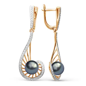 Серьги из красного золота с фианитами