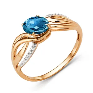 Кольцо из красного золота с лондон топазом