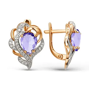 Серьги из красного золота с аметистами