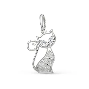 Подвеска из белого золота с фианитами