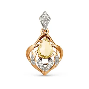 Подвеска из красного золота с цитрином