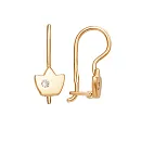 Серьги детские из красного золота с фианитами