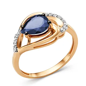 Кольцо из красного золота с корундом