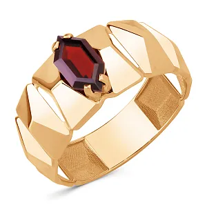 Кольцо из красного золота с гранатом