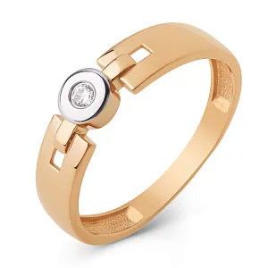 Кольцо из красного золота с фианитом