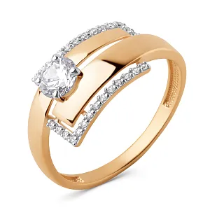 Кольцо из красного золота с фианитами