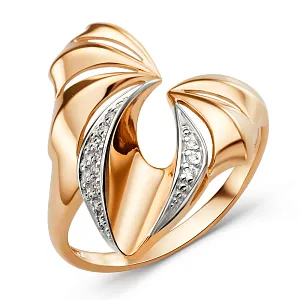 Кольцо из красного золота с фианитами