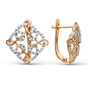 Серьги из красного золота с фианитами