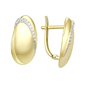 Серьги из желтого золота с фианитами