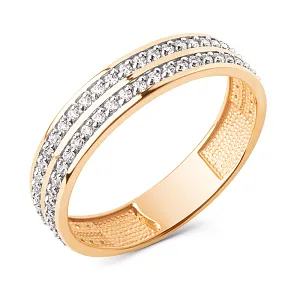 Кольцо из красного золота с фианитами