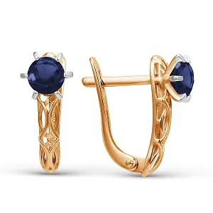 Серьги из красного золота с корундами