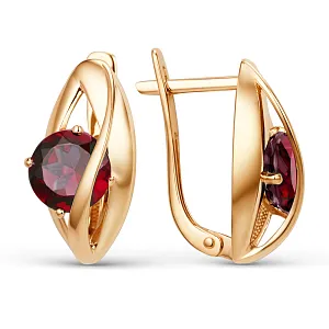 Серьги из красного золота с гранатами
