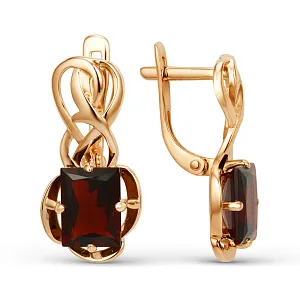 Серьги из красного золота с гранатами