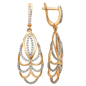 Серьги из красного золота с фианитами