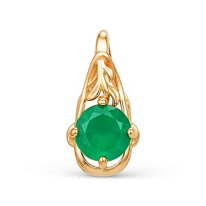 Подвеска из красного золота с зеленым агатом