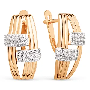 Серьги из красного золота с фианитами