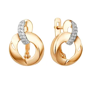 Серьги из красного золота с фианитами