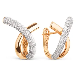 Серьги из красного золота с фианитами