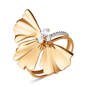 Кольцо из красного золота с фианитами