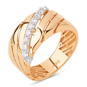 Кольцо из красного золота с фианитами