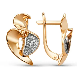 Серьги из красного золота с фианитами