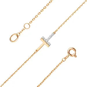 Браслет из красного золота с фианитами