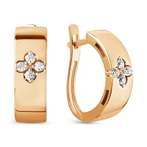 Серьги из красного золота с фианитами