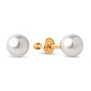 Серьги пусеты из красного золота с жемчугом