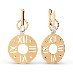 Серьги из красного золота с фианитами