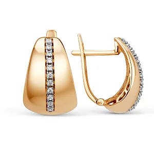 Серьги из красного золота с фианитами