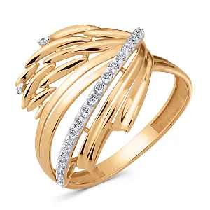 Кольцо из красного золота с фианитами