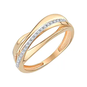 Кольцо из красного золота с фианитами